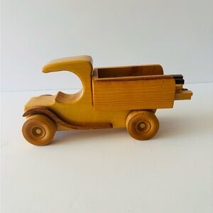 Handcrafted Wooden Toy Truck in Natural Honey Finish